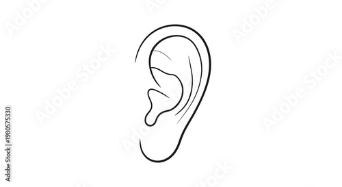 Konstfotografi Minimalist line drawing of a human ear on a white background