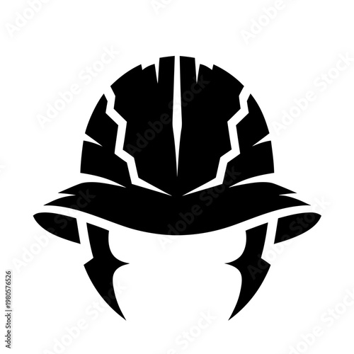 Conquistador helmet vector icon, Spanish explorer morion headgear silhouette, medieval knight armor symbol for historical branding and logo design