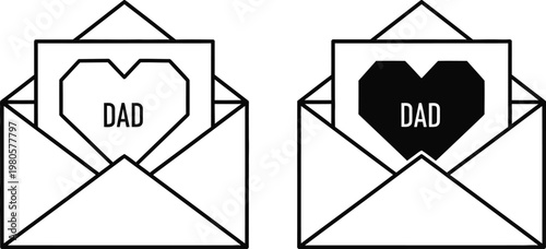 Father's day cards two envelopes with heart shaped messages for dad