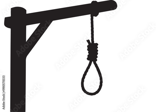 Gallows Noose Silhouette Vector Graphic for True Crime, Execution, and Justice Concepts