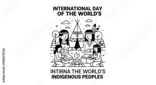 International Day of the World Indigenous Peoples Illustration.