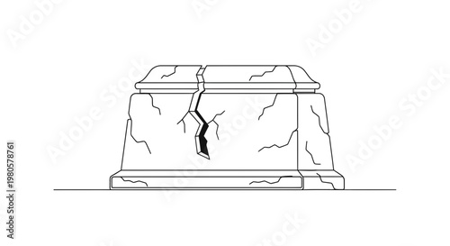 Cracked Concrete Block Structure Element.