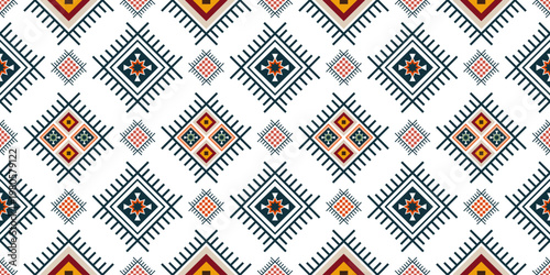 A set of seamless geometric patterns featuring vintage ethnic ornaments and diamond heart shapes in a vector tile design for fashion textile fabric or wallpaper print