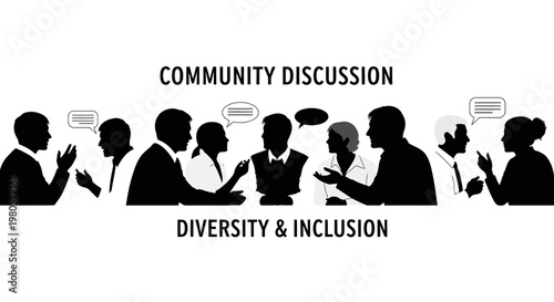 Diverse group of professionals engaged in a community discussion and social interaction.