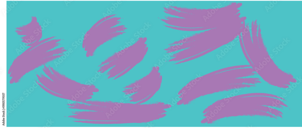 Fototapeta premium Vibrant purple brush strokes on a mint green background art design