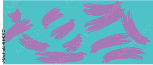 Vibrant purple brush strokes on a mint green background art design