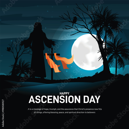 Happy Ascension Day 2026. Ascension Day concept poster, banner, social media post, postcard, background, template, backdrop, greetings card, web banner, cover design etc.