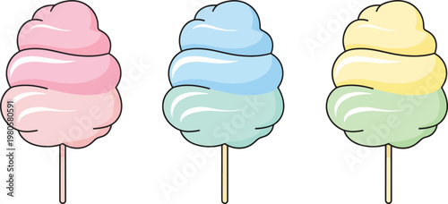 Colorful cotton candy on sticks for children and festivities