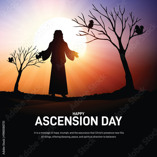 Happy Ascension Day 2026. Ascension Day concept poster, banner, social media post, postcard, background, template, backdrop, greetings card, web banner, cover design etc.
