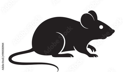 Mouse Silhouette Vector Icon Isolated on White for Rodent, Pest Control, and Wildlife Graphic Design