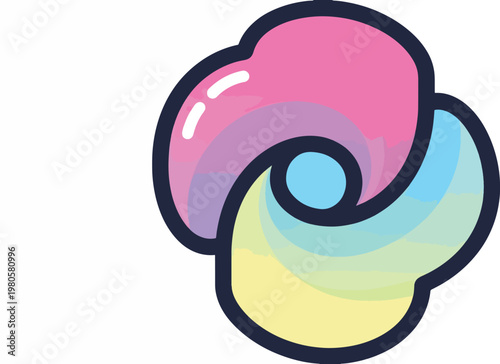 Colorful abstract swirl shape with pastel shades