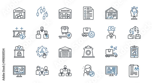 Business Logistics and Supply Chain Management Icons with Delivery, Warehouse, and Teamwork Concepts