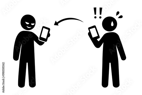 Smartphone Security Warning Data Theft Risk Black and White Icon Illustration

スマートフォンの情報漏洩リスクを示すセキュリティ注意のモノクロアイコンイラスト