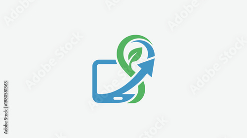 Free Download Eco-Friendly Technology Logo With Tablet And Leaf - GFXLoad