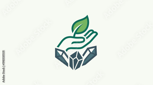 Abstract Logo Representing Nature's Protection and Growth