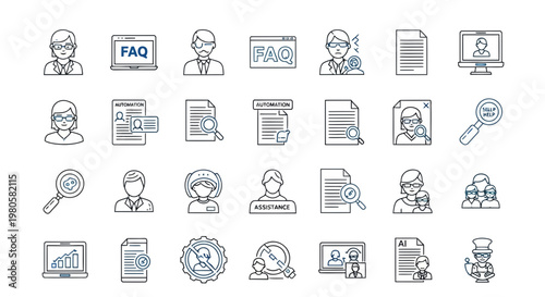 Bild auf Leinwand Comprehensive collection of modern line icons for human resources, recruitment,