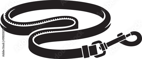 Black dog leash with metal clip buckle strap