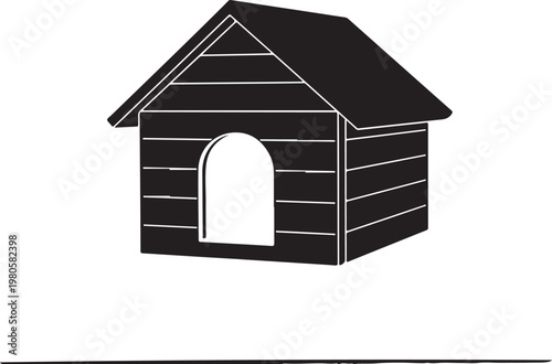 Black doghouse with white outline