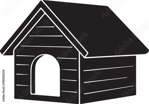 Black doghouse with white outline