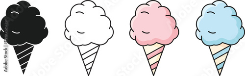Colorful Cotton Candy Cones in Different Styles