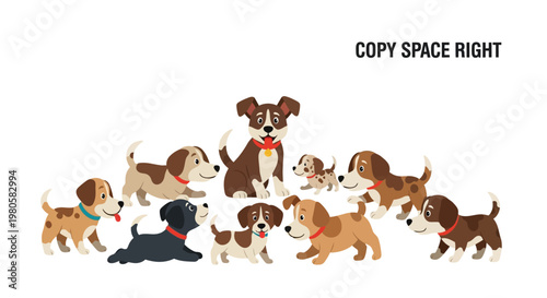 A group of adorable cute puppies playing together.