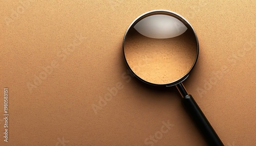 Magnifying Glass on Textured Brown Background with Copy Space