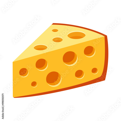Flat Cheese Slice Vector Illustration Isolated On White Background