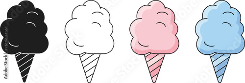 Colorful Ice Cream Cones Set with Cartoon Style