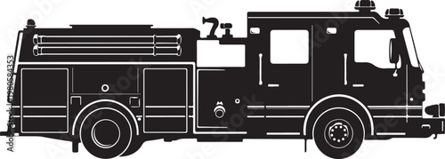 Black fire truck silhouette vehicle emergency transportation