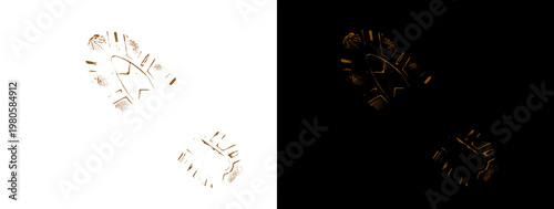 Two Glowing White Circular Footprints on Black