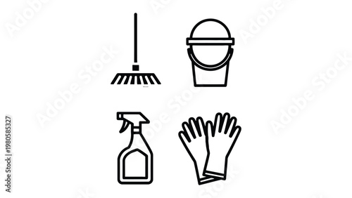 Cleaning Essentials: A set of essential cleaning tools arranged neatly, ready to restore freshness and shine.