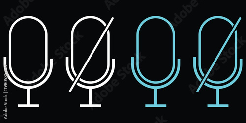 Cuadro en lienzo microphone icon set, voice icon symbol, record web icon vector illustration on white background