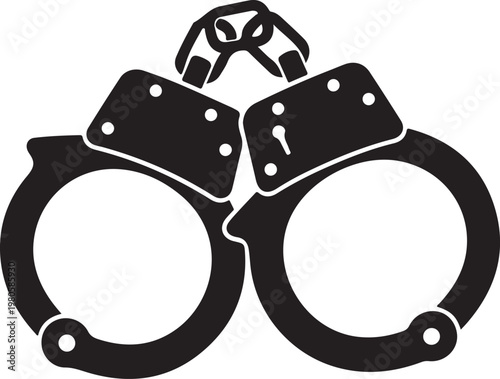 Black handcuffs with keyhole metal police