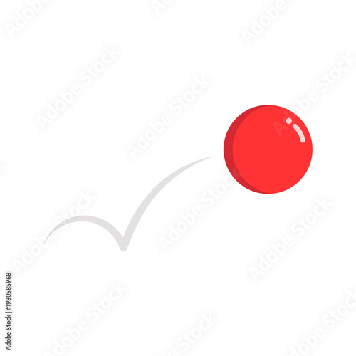 Bouncing red ball. Motion, movement, rebound concepts. Flat vector design isolated illustration.