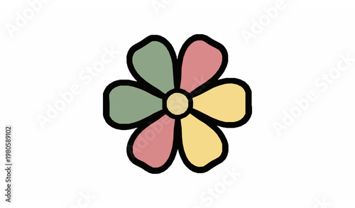 Minimal flower sticker vector t shirt print floral design