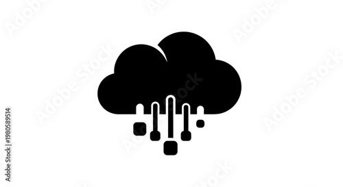 Black cloud illustration with rain drops falling down in a graphic design d2 69