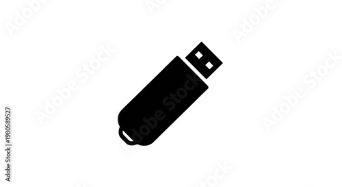A sleek black USB flash drive on a white background with a minimalist design d2 71
