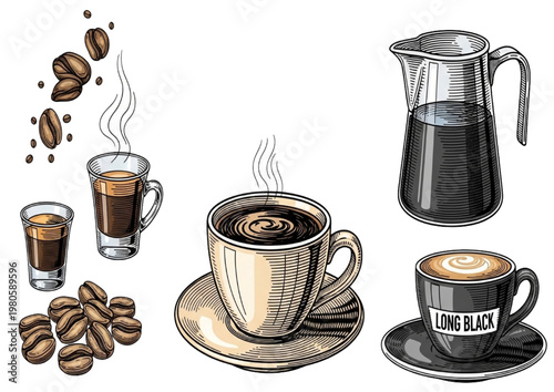 Delicious Coffee Collection From Beans to Brewed Cups and Espresso