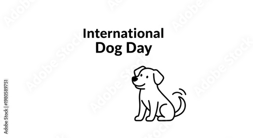 Minimalist hand drawn illustration for International Dog Day celebration.