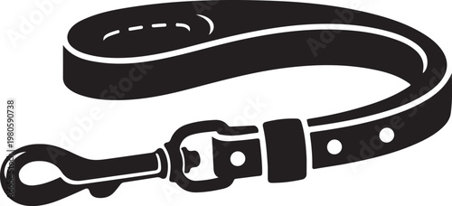 Black leather dog leash with metal clip leather leash