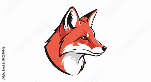 Stylized illustration of a fox's head in profile, rendered with bold outlines and vibrant orange fur