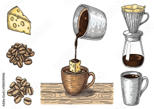 Coffee brewing methods and cheese tasting, a delightful sensory experience