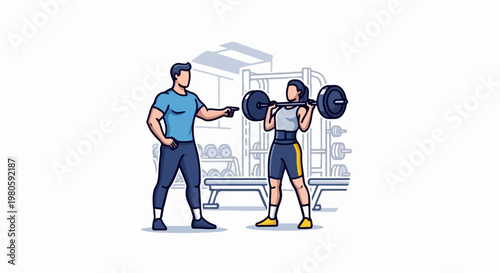 Trainer guiding a woman lifting weights in a gym