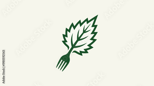 Eco-Friendly Restaurant Logo Leaf and Fork Combination