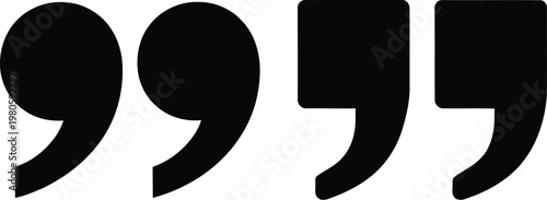 Black Quotation Marks Icons Isolated on White Background Keywords: quotation mark, quote, speech
