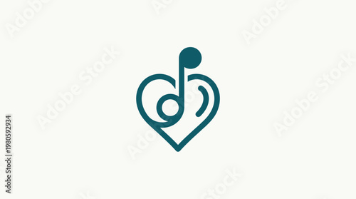 Minimalist Heart-Shaped Musical Note Logo