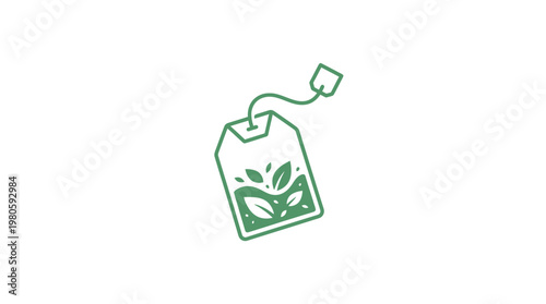 Minimalist Green Tea Bag Icon