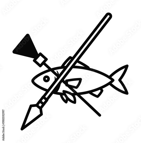 Vector of a fish speared by a harpoon