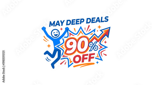 May Deep Deals with 90% Off Discount Sticker