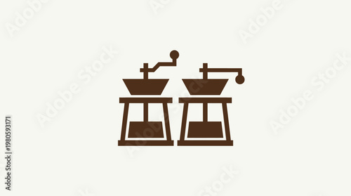 Two Vintage Coffee Grinders Silhouette